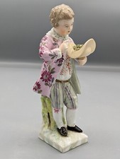 1900s Antique German KPM Berlin SCEPTER MARK Child W Hat Porcelain Figurine 6