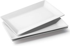 DOWAN Plato para servir de 14 pulgadas, platos rectangulares grandes Blanco picture