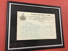 Vermont Anti-Saloon League Letter Signed Rev. Walter Davenport 1906 picture