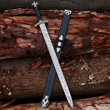 Handmade Damascus Steel Northman Viking Sword W/Scabbard Long Roman Sword picture