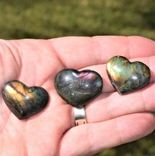 [3] CHARGED Premium Flashy Spectrolite Hearts Palm / Worry Stones Madagascar picture
