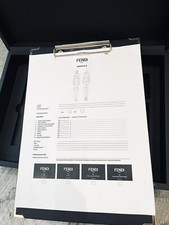 Rare FENDI Logo Black Faux Leather Taylor Box W/Clip And Measure Sheets picture