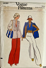 1970’s Vogue Sewing #9190 Pattern Halter Top Jacket and Pants Sz 12 Uncut FF picture