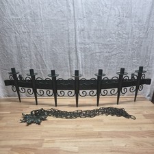 Vintage Green Wrought Iron 7-Candle Wall Sconce: Gothic Tudor Decor Castlecore picture