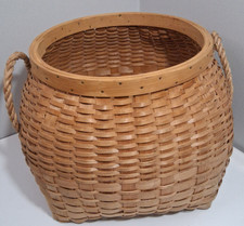 Vintage Adirondack Woven Splint Basket with Jute Handles for Rustic Decor picture