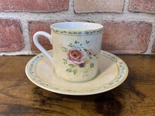 American Atelier French Floral Roses Porcelain Coffee Tea Cup Mug Saucer 5024 picture