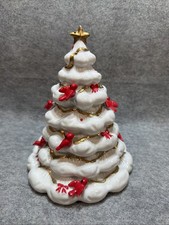 VTG Cardinal Christmas Tree White Ceramic Tree with Red Cardinals picture