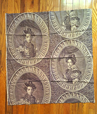 French Mid 19th century figurative cameo tools printed cotton RARE picture