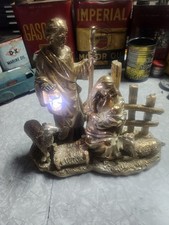 Vintage Nativety Scene Plaster Cracker Barrel Christmas Decor With Box picture