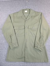Vintage US Military Shirt Mens 15.5x31 Green OG 507 80s Utility Poly Cotton Dura picture