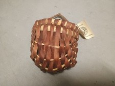 Vintage  Native American Bark Cherokee Round Reeded Handwoven Basket With Handle picture