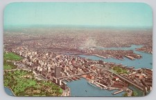 Vintage SYDNEY FROM THE AIR Postcard Australia QANTAS Curteichcolor 1970s Aerial picture