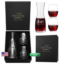 AW BRIDAL Wine Glasses and Decanter Set - House Warming Gift for New Home picture