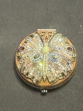 F-154 Jay Strongwater Butterfly Enamel Jeweled Crystal Double Mirrored Compact picture