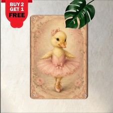 Cute Ballerina Duckling In Tutu Sign Kid Room Decor Metal Wall Plaque picture