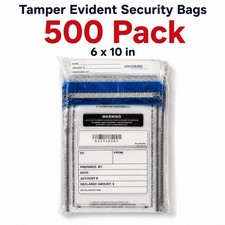 500 Pack 6x10 Tamper Evident Security Deposit Bags Cash Checks Documents Serial picture