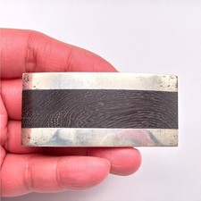 Vintage Modernist Sigi Pineda Wood Sterling Silver Belt Buckle 7/8