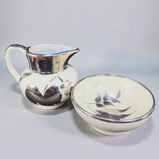 Lancaster Sandland Ware Small Cream Sugar China Hanley England Silver Luster Set picture