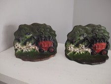 Antique Cast Iron Horse Drawn Stagecoach Carriage Bookends w/ EXC Original Paint picture