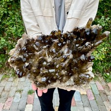 12.6LB Tea black Crystal quartz Cluster Mineral Specimen Healing reiki picture