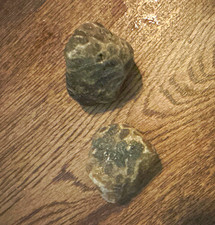 Lot of 2 Natural Rough Rock & Mineral Specimens Gray/Green Stones picture