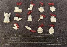 Lenox Holiday Delights Christmas Tree 12 Ornaments + Angel Topper + 3 String Set picture