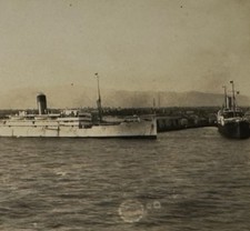 c1915 Two Steam Ships - One-of-a-Kind Family Travel Photo Stereoview picture