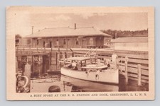 Postcard R.R. Station and Dock Greenport L.I. NY ~ 1931 picture