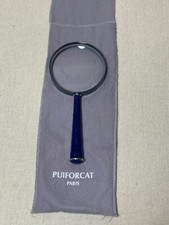 Vtg Rare Puiforcat Large Cobalt Lapis Blue Enameled Silver Magnify Glass France picture