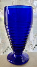 PADEN CITY Penny Line Cobalt Blue 8oz. Drinking Goblets 5.75” high Set of 6 picture