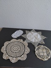 Vintage Handcrafted Set Of 4 White /Cream Crochet Doilies picture
