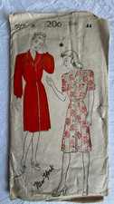 Vintage 1940s New York Pattern 977 Dress As-Is Craft Ephemera Size 44 Incomplete picture