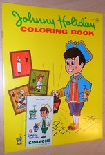 HOLIDAY INN Coloring Book - 1970 with box of 6 crayons Johnny Holiday Hotel NOS picture