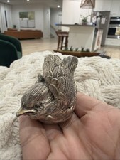 Christofle Lumiere d’Argent Silverplate Bird Figurine Onyx Eyes Vintage picture