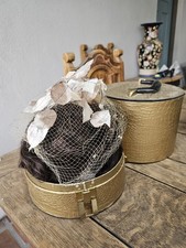 Antique Hat Box Human Hair Wig Netting Fascinator Hat picture