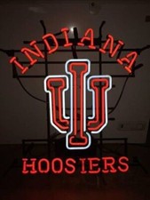 US STOCK Indiana H-oosiers Neon Light Sign Bar Pub Cave Garage Glass Decor 24