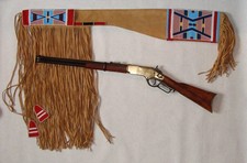Native American Indian Beaded Rifle Scabbard Sioux Style Suede Leather picture