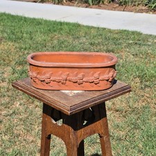 Vtg Terracotta Oval Planter Made in Italy Fruit Garland Swag Flower Clay Pot 11