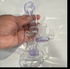 Clear Glass Water Tobacco Pipe w/ Bowl & Downstem, Clear/Black Accents picture