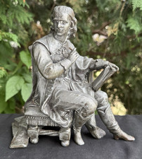 Antique C 1895 Ansonia William Shakespeare Mantle Clock Topper Accent Statue picture