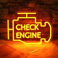 Check Engine Light Neon Sign-Dimmable Garage Decor, USB LED Repair Shop Light picture
