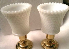 Homco Candle Holders Votive Cups Hobnail glass Art Pair MEGA “RARE” RETRO picture