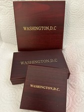 3 CHALLENGE COIN WOOD BOXES EMPTY 1-2-& 4 COINS Size to DISPLAY / GIFT New BOX picture
