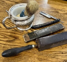 Antique Razor Lot Straight Razor Robeson Shuredge MUG R B & Co Brush EVER READY picture