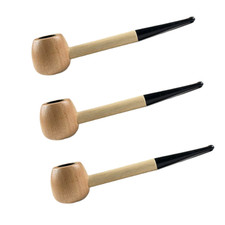3 Durable Wooden Wood Smoking Pipe Tobacco Cigarettes Cigar Pipes Enchase Gift R picture
