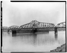 Burlington Northern Bridge Over River 1930s Steel Truss Railroad Bridge picture