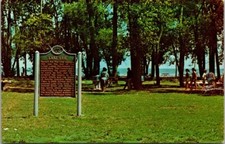 Vintage Lake Erie State Park Michigan Welcome Sign & Picnic Area Postcard picture