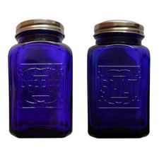 Depression Style Glass Salt and Pepper Shakers (Cobalt Blue) Cobalt Blue picture