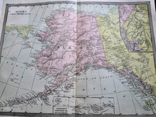 1912 Antique ALASKA Reference Map 10x13
