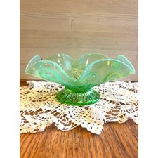 Antique Dugan Keyhole Green Opalescent Bowl picture